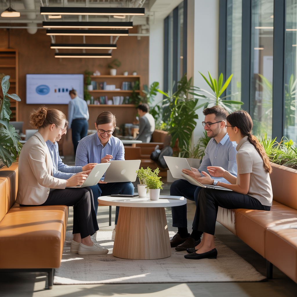 Team collaboration - modern business technology workspace